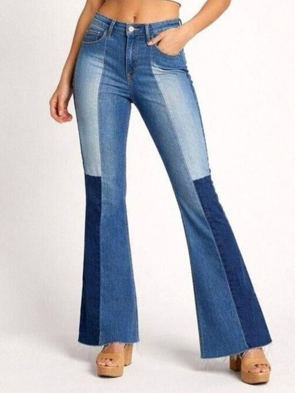 Hollister High Rise Patchwork Stretchy Vintage Flare Jeans Western Y2K Size 27